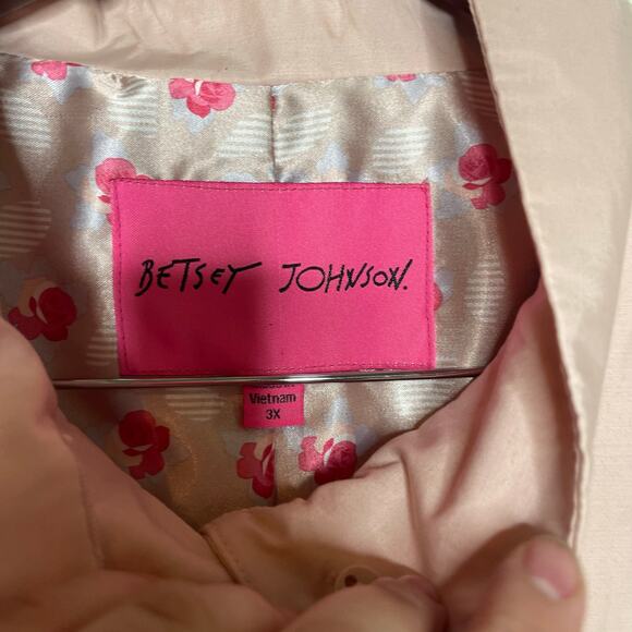 Betsy Johnson blush pink rose button trench coat sz 3X - Picture 2 of 8